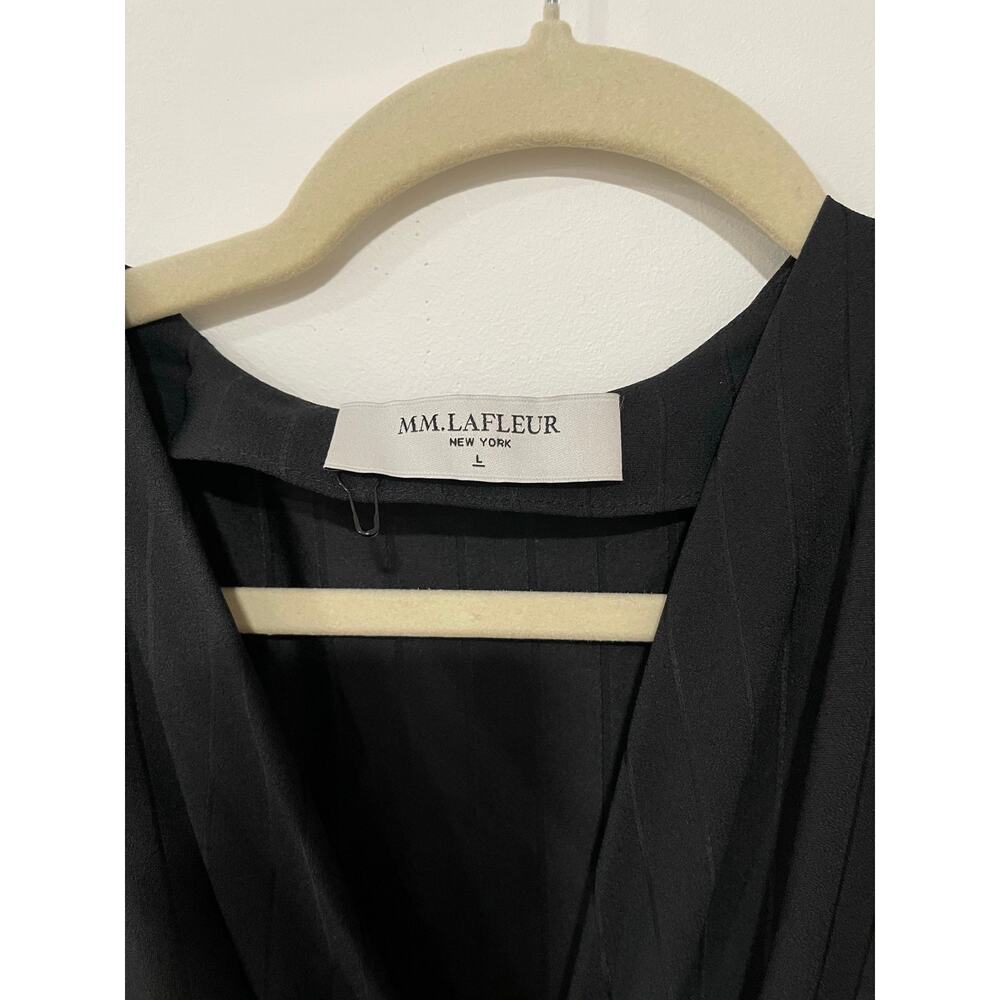 M.M LaFleur Tina Front Twist Black Stripe Short Sleeve Dress Size L - Picture 5 of 8